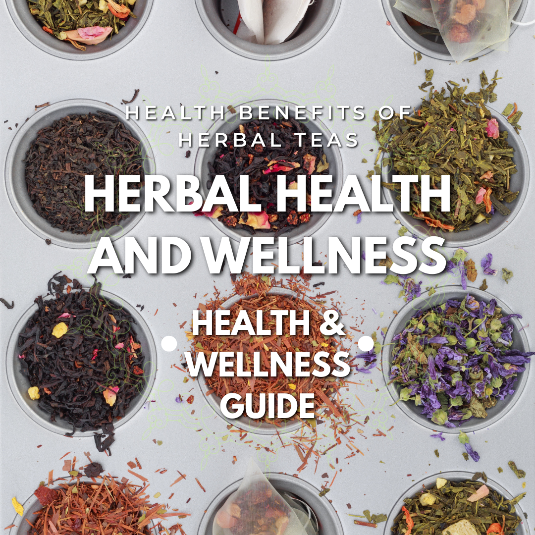 Bowls of assorted loose herbal tea leaves, highlighting natural wellness