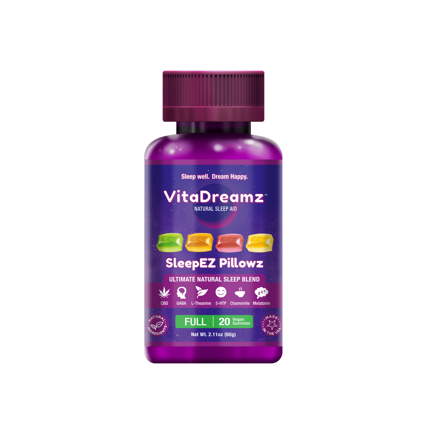 VitaDreamz SleepEZ Isolate CBD Gummies, Melatonin - 20ct