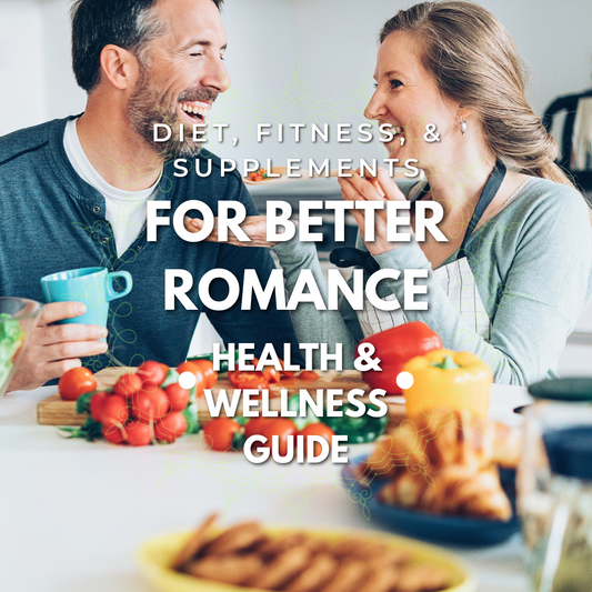 A man and woman enjoying a romantic, fresh meal together, symbolizing love and healthy living