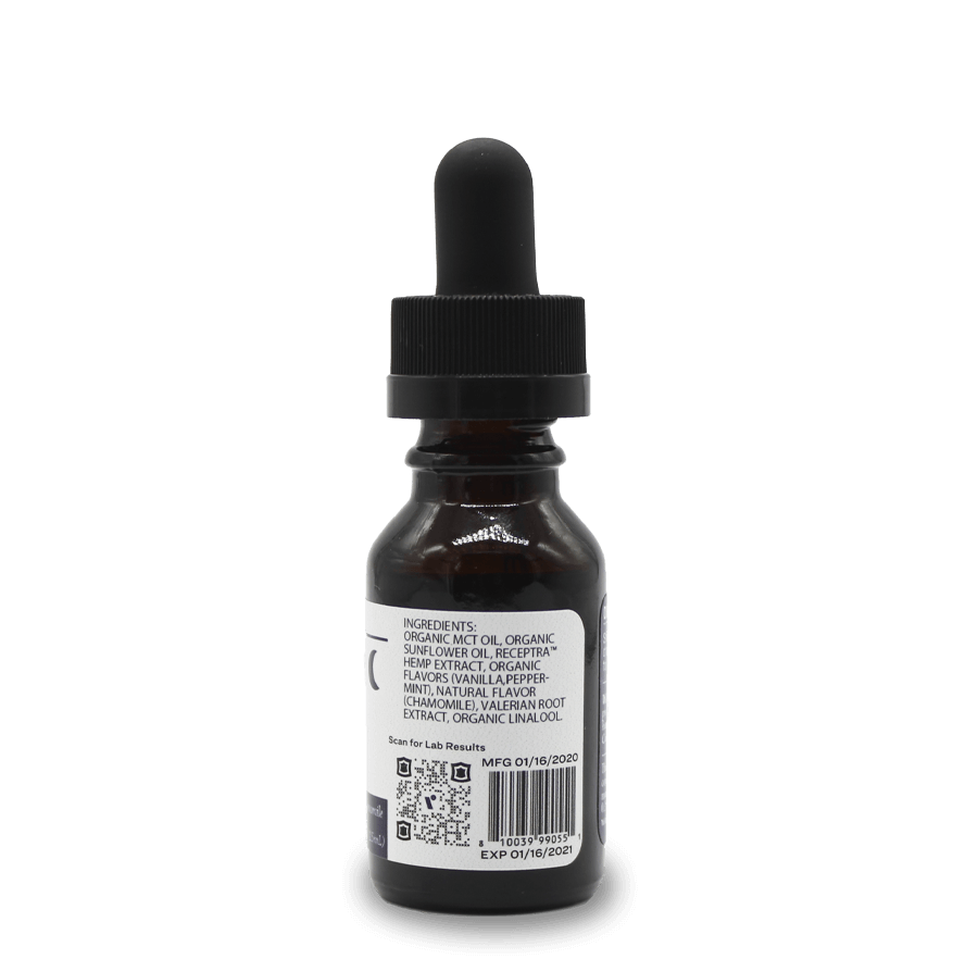 Receptra Naturals Full Spectrum Tincture - Vanilla Mint (Rest), 25mg/dose (a Tincture) made by Receptra Naturals sold at CBD Emporium