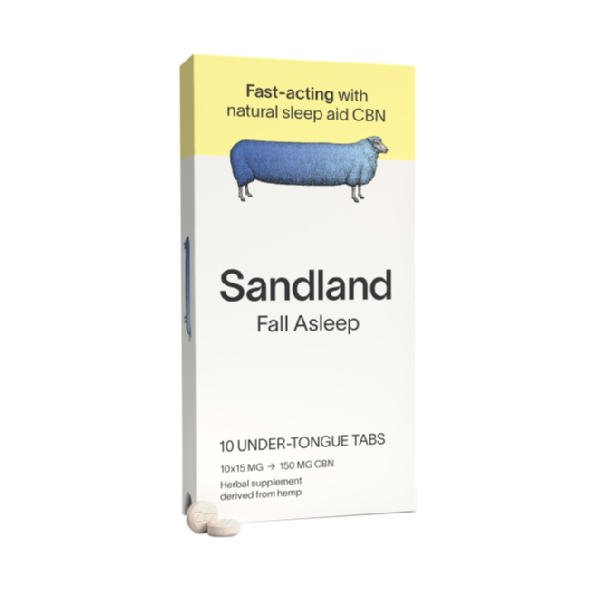 Sandland Fall asleep Full Spectrum CBD + CBN Tablets, Melatonin - 10ct (a Capsules) made by Sandland sold at CBD Emporium