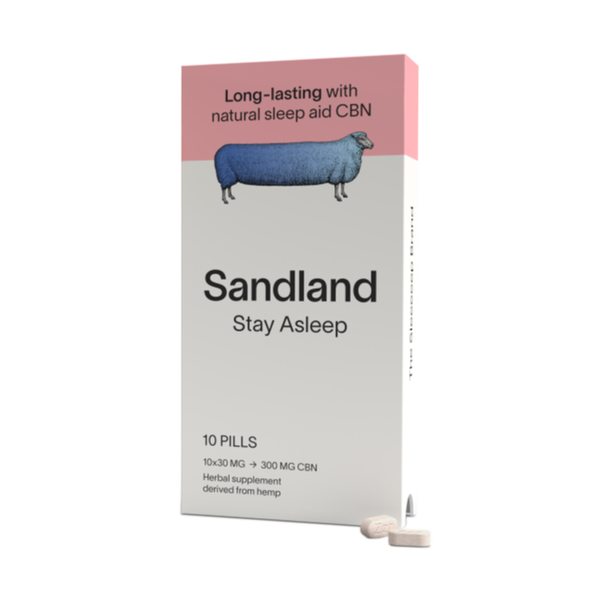 Sandland Stay Asleep Full Spectrum CBD + CBN Tablets, Melatonin - 10ct (a Capsules) made by Sandland sold at CBD Emporium