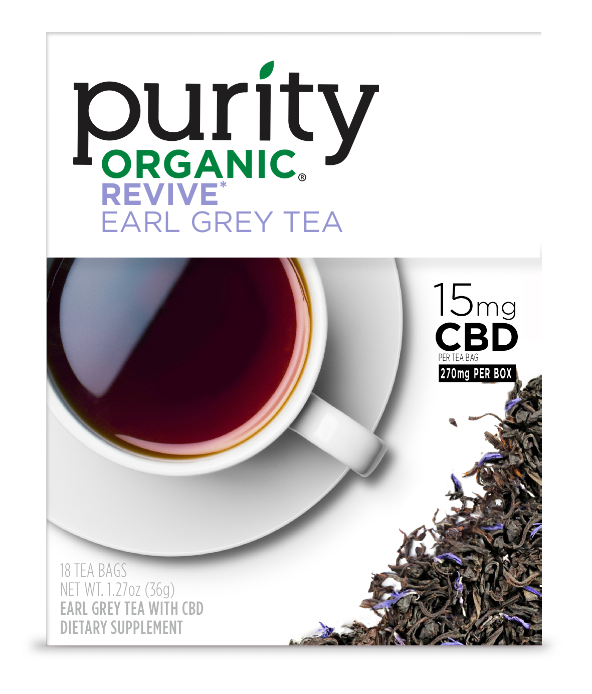 Purity Organic CBD Earl Grey Revive Tea - 18ct (a Beverage) made by Purity Organic sold at CBD Emporium